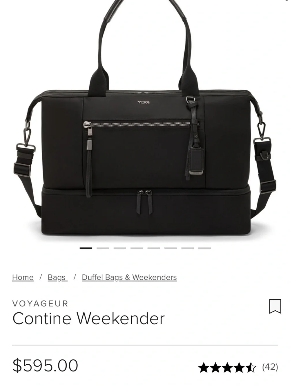 Tumi Contine Weekender Duffel Bag — Black